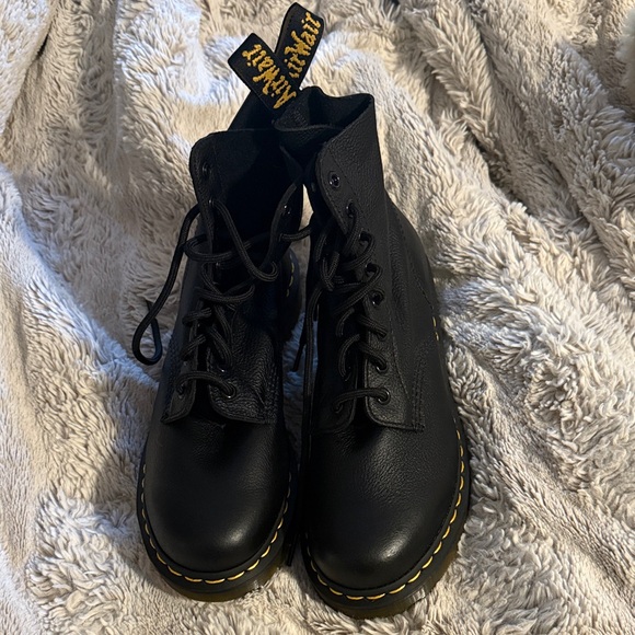 Dr. Martens Shoes - Dr. Martens Black Boots with Yellow Stitching